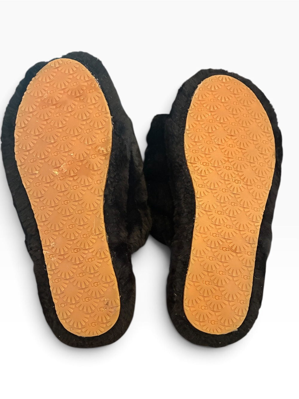 UGG Fluff Yeah Black Furry Slide Sandals Slippers Size 8.5 Good Condition - Picture 3 of 3